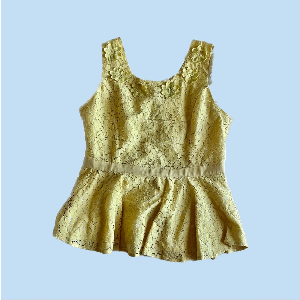 Skies are Blue Yellow Lace Floral Women’s Top
